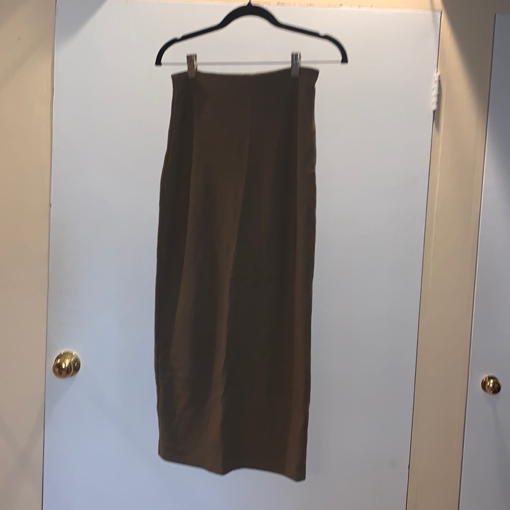 Free People, S, army green maxi pencil skirt with slit